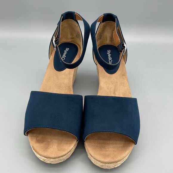 NEW Style & Co Women’s Seleeney Espadrille Wedge Sandals Navy Size 9W - Picture 3 of 11